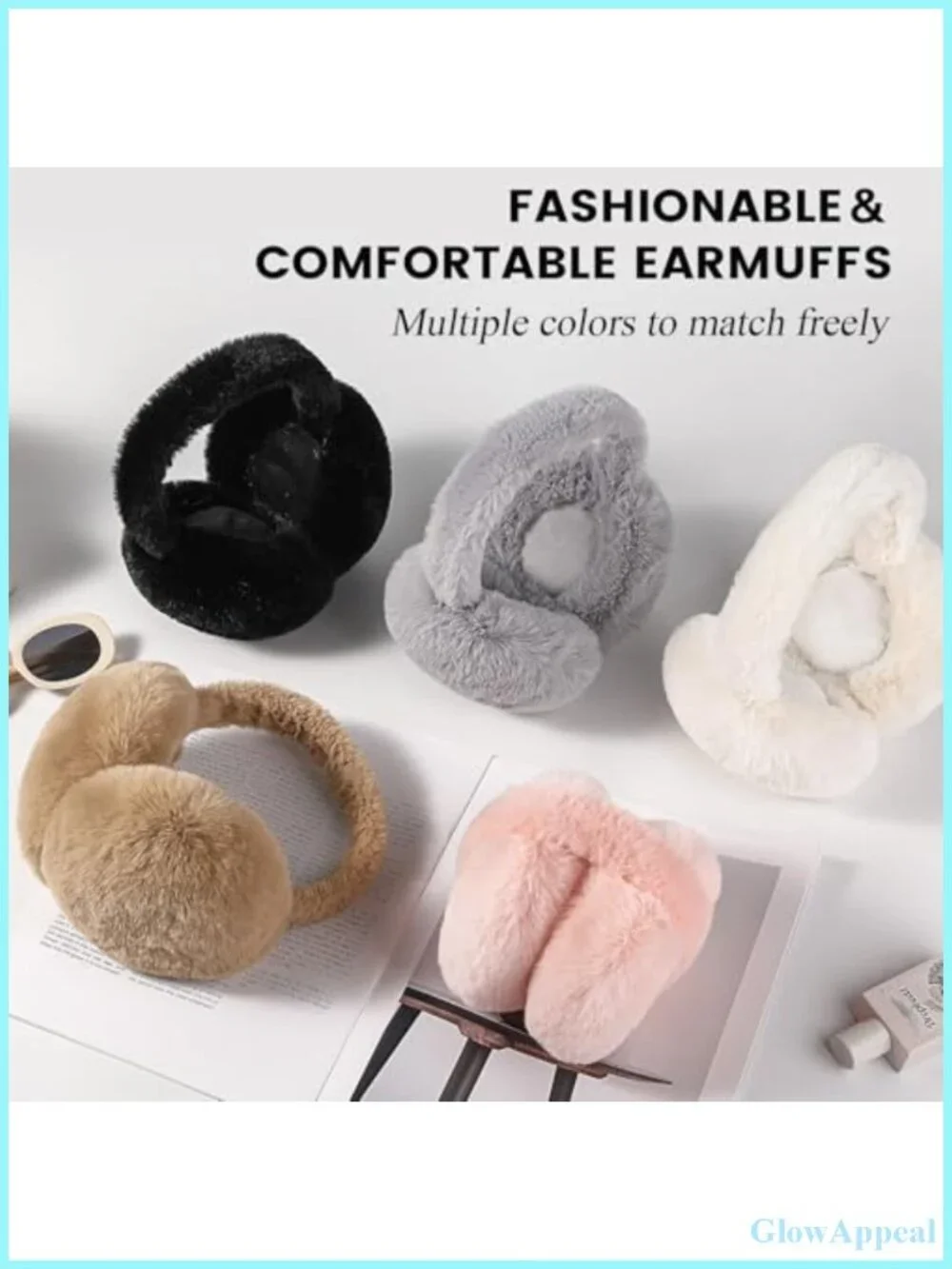 Foldable Faux Fur Earmuffs with Touchscreen Gloves Winter Set